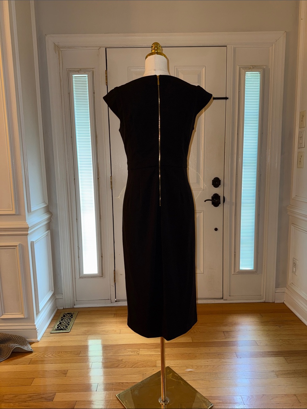 Donna Karan Black Square-Neck Midi Sheath Dress - Picture 5 of 7